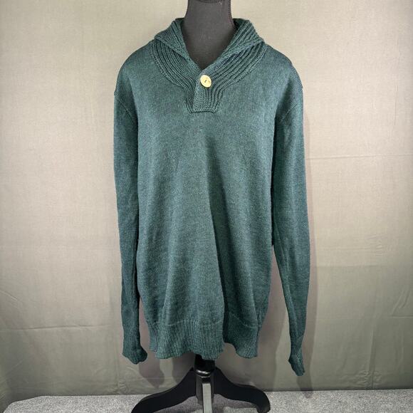 VTG British Wool Naturally Sweater Men’s 2XL 100% Wool Cabincore Thermal Green - Picture 1 of 13